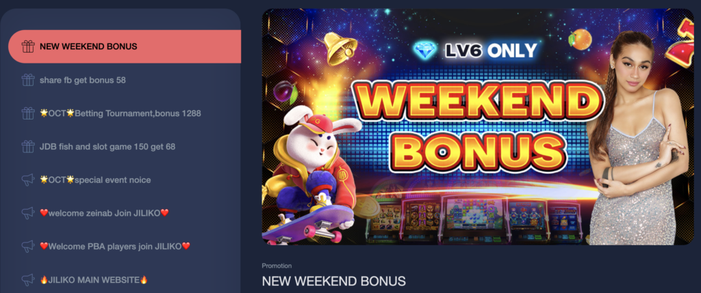 Jiliko Casino Weekend Bonus