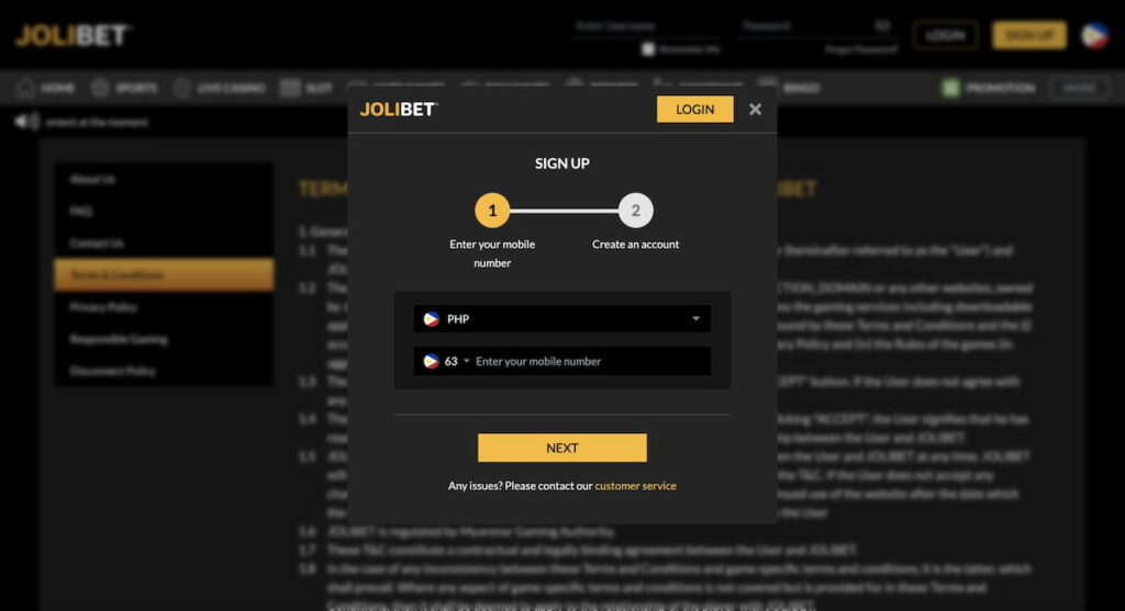Getting Started and Claiming the Bonus at Jolibet Casino