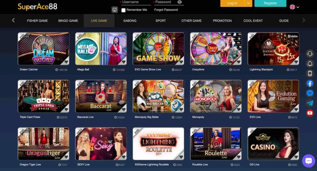 SuperAce88 Casino's Live Games