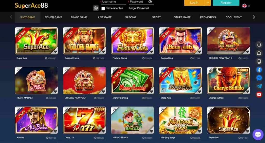 SuperAce88 Casino's Slot Games